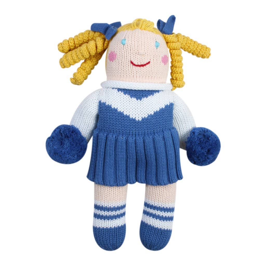 Cheerleader Knit Dolls: Light Blue/White / 7" Rattle
