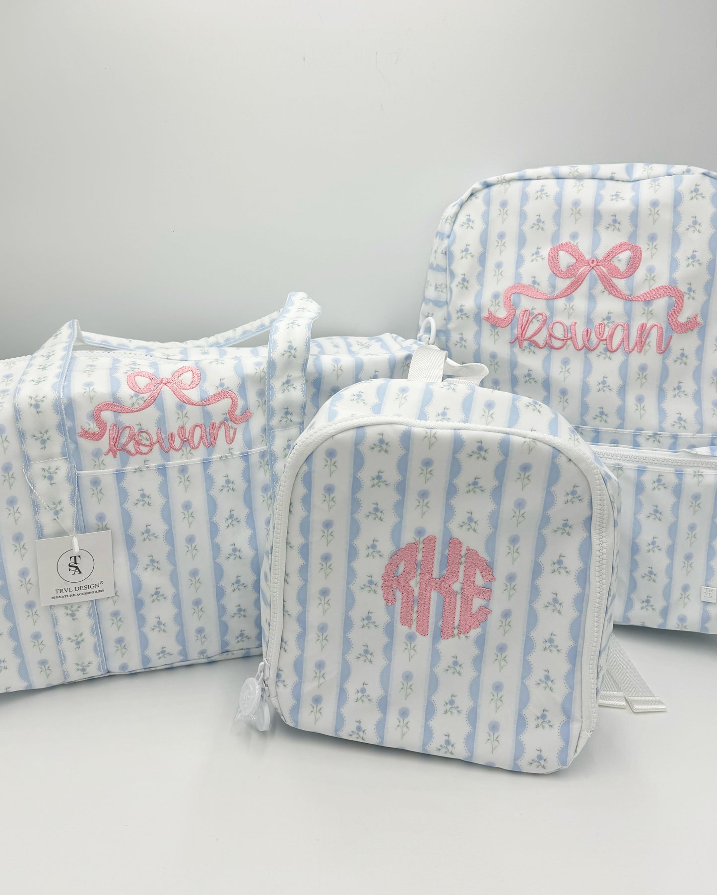 WEEKENDER Duffel Bag - Ribbon Floral Blue by TRVL Design