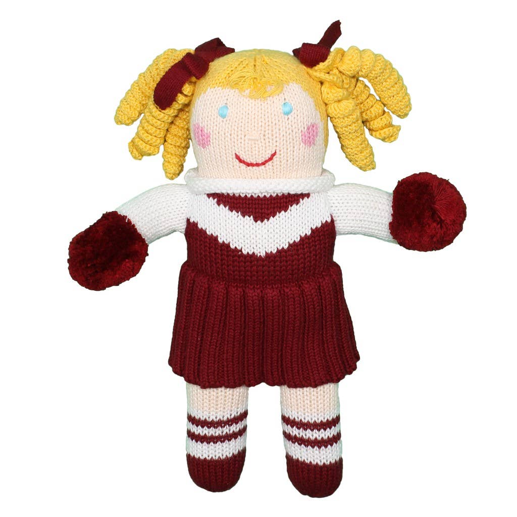 Cheerleader Knit Dolls: Light Blue/White / 7" Rattle