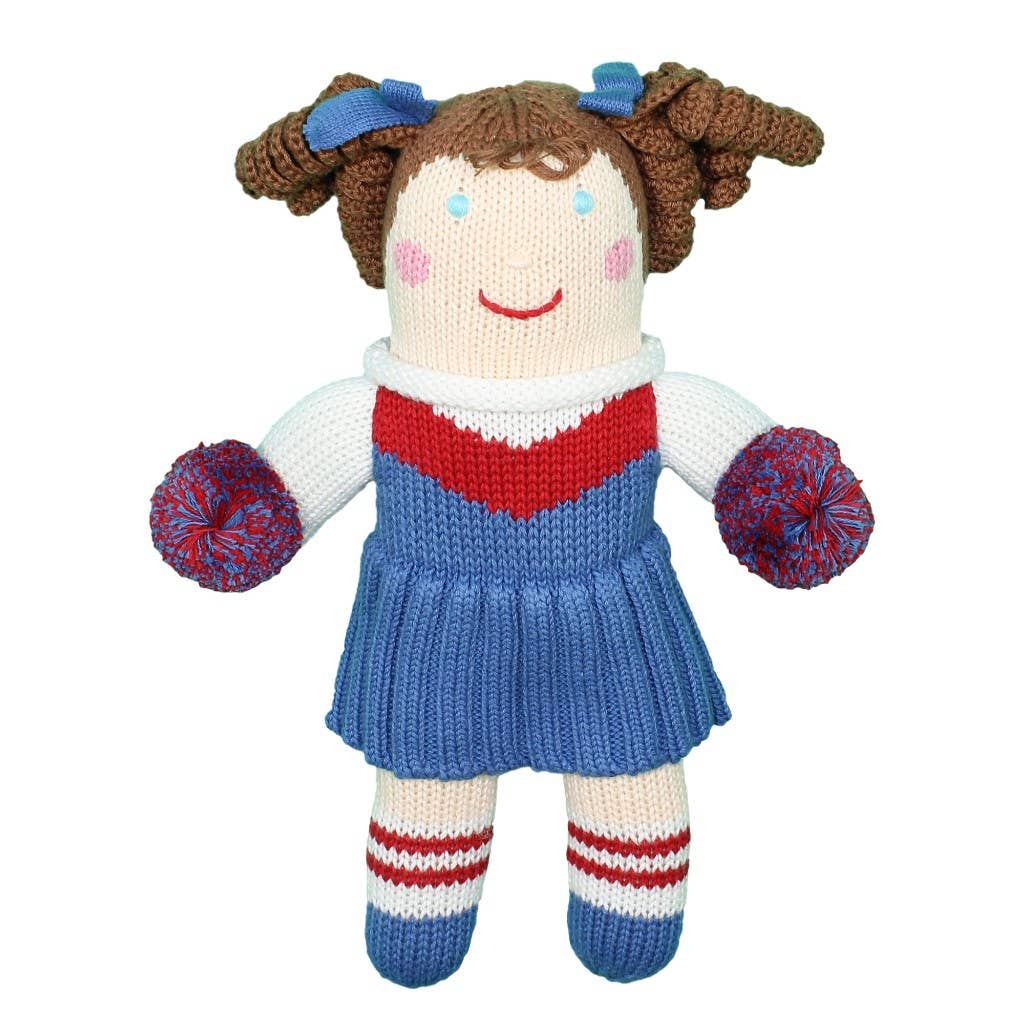 Cheerleader Knit Dolls: Light Blue/White / 7" Rattle