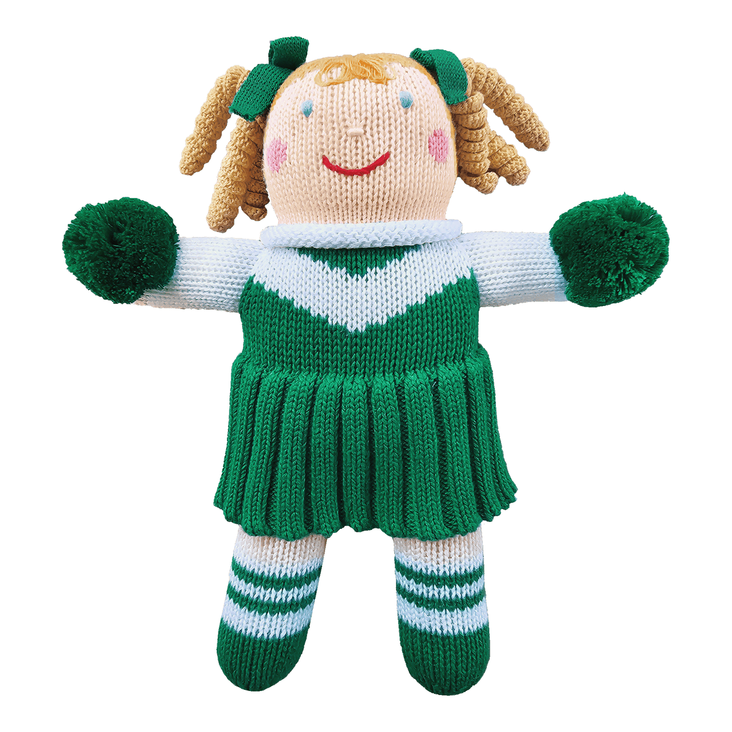Cheerleader Knit Dolls: Light Blue/White / 7" Rattle