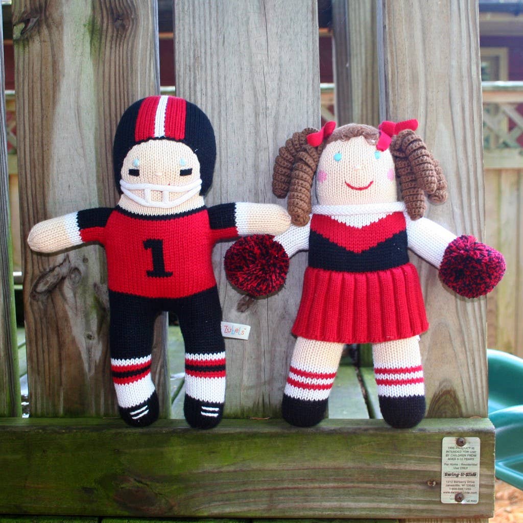 Cheerleader Knit Dolls: Light Blue/White / 7" Rattle