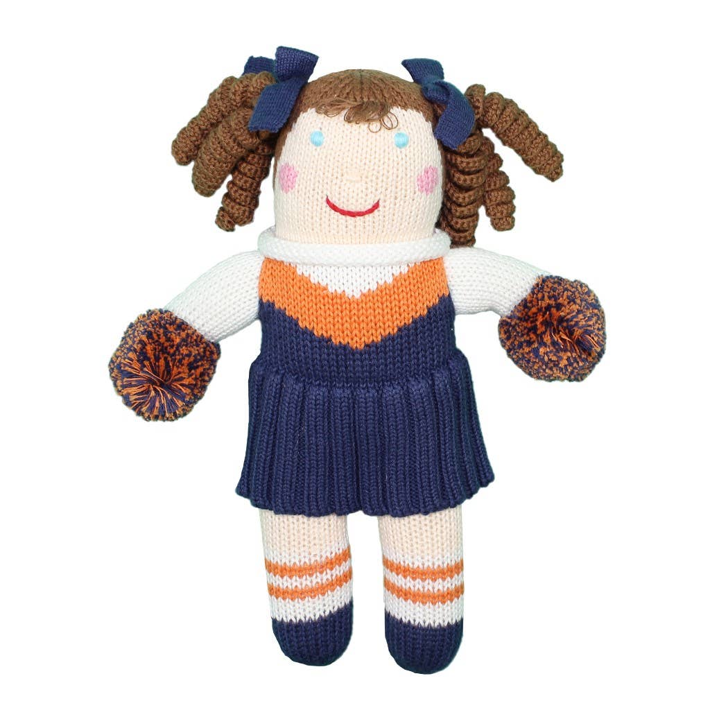 Cheerleader Knit Dolls: Light Blue/White / 7" Rattle