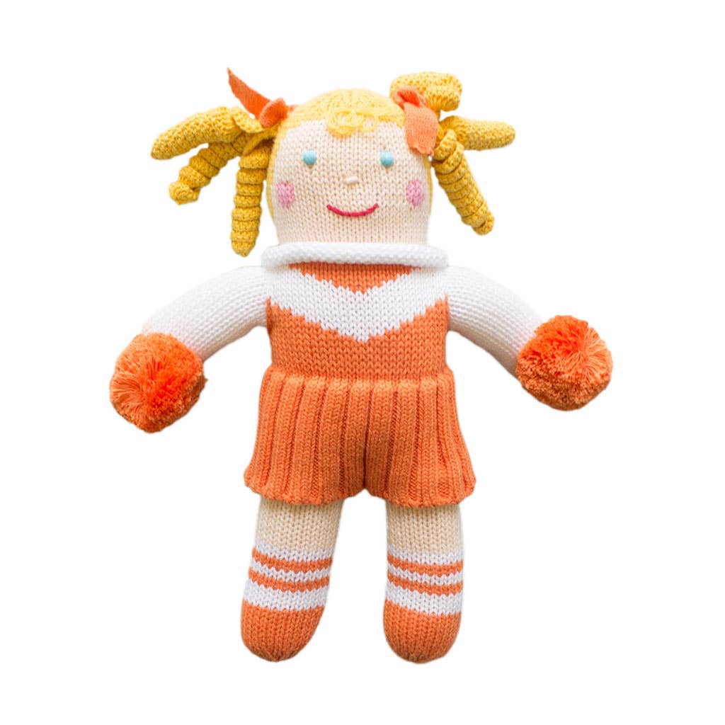 Cheerleader Knit Dolls: Light Blue/White / 7" Rattle