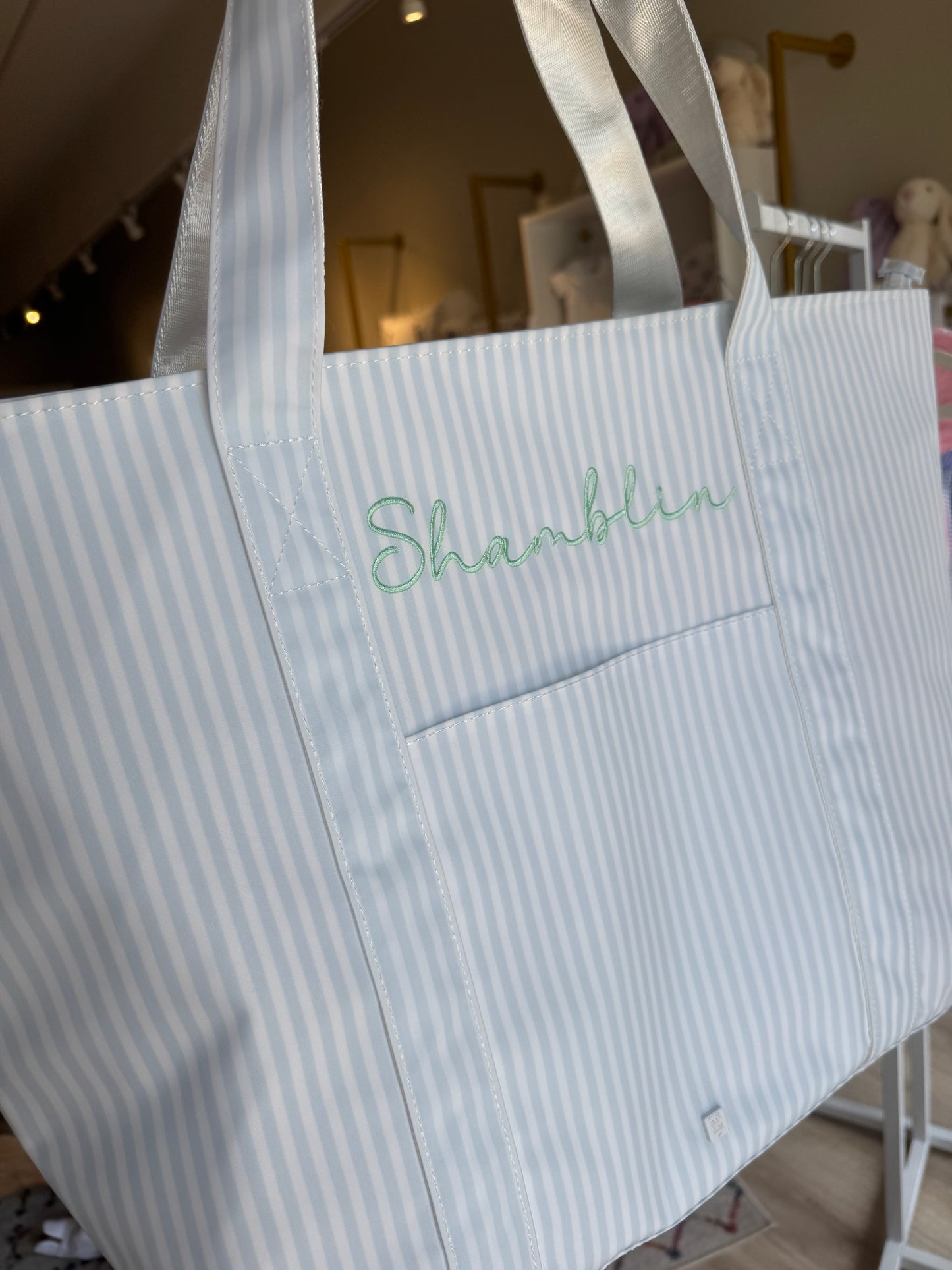 JUMBO TOTE - X-Large Tote PIMLICO STRIPE BLUE (backorder 8/1)