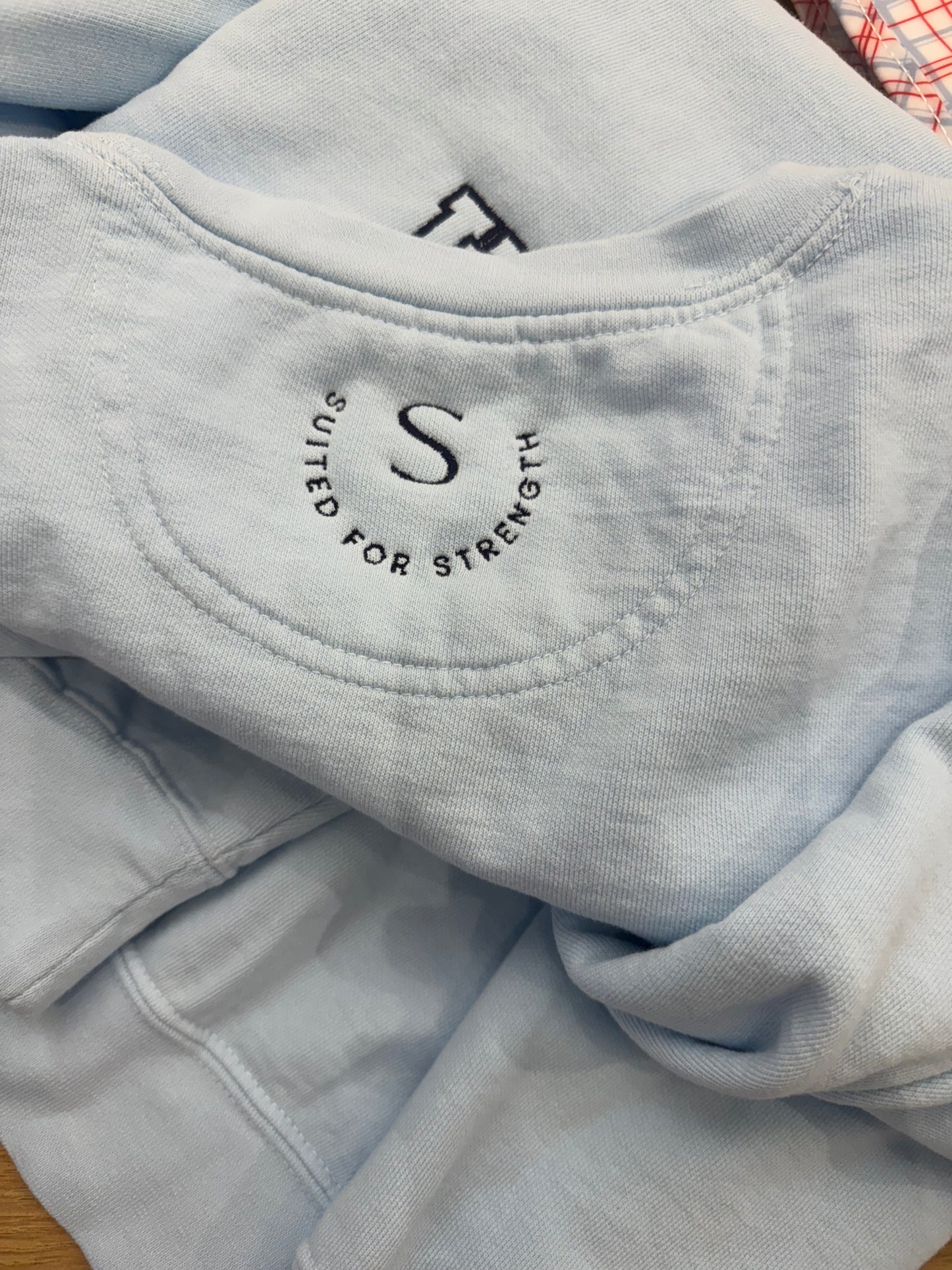Suited for Strength Crewneck - light blue (two week turnaround time to ship!)