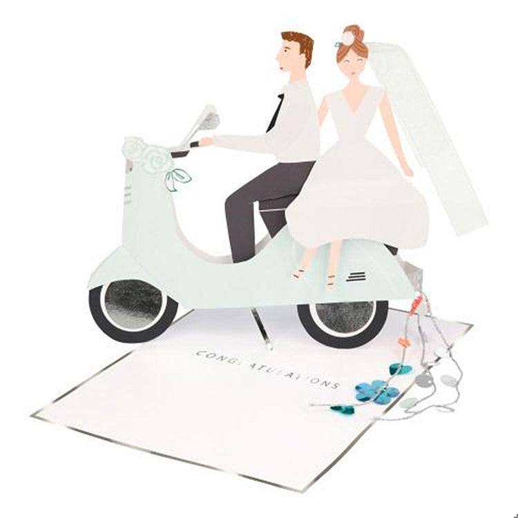 MERI MERI Scooter Couple Stand-Up Wedding Card