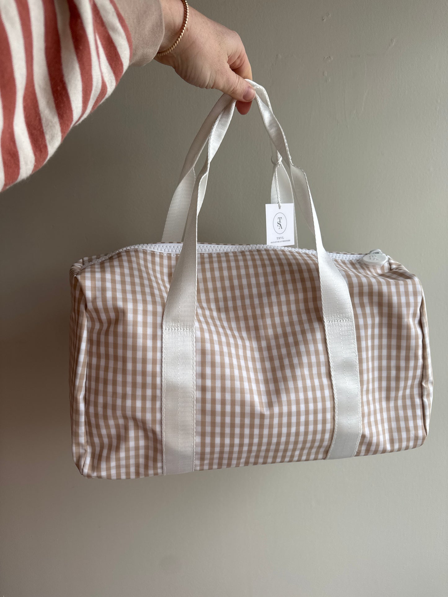 Gingham Khaki Duffel by TRVL