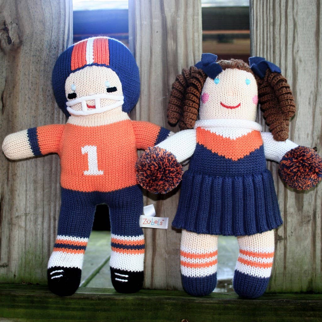 Cheerleader Knit Dolls: Light Blue/White / 7" Rattle