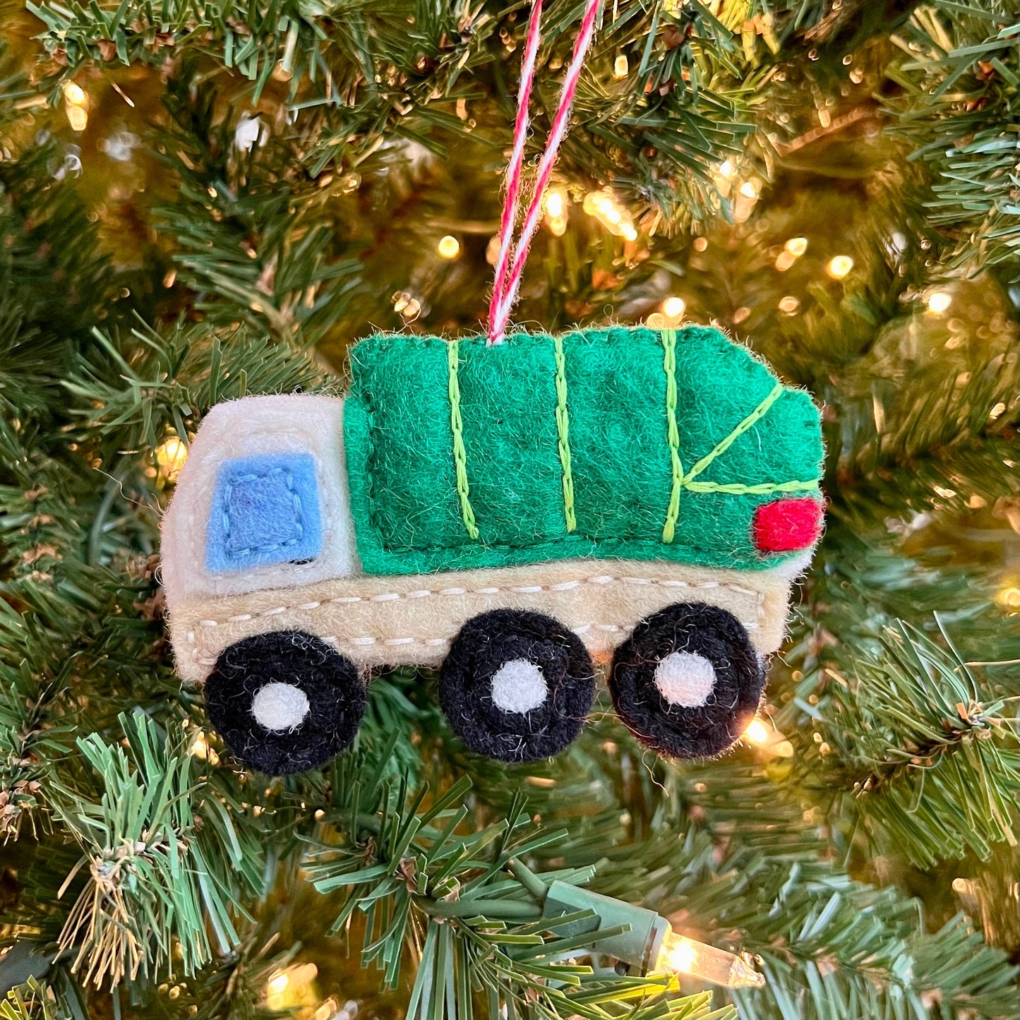 Garbage Truck Felt Wool Christmas Ornament