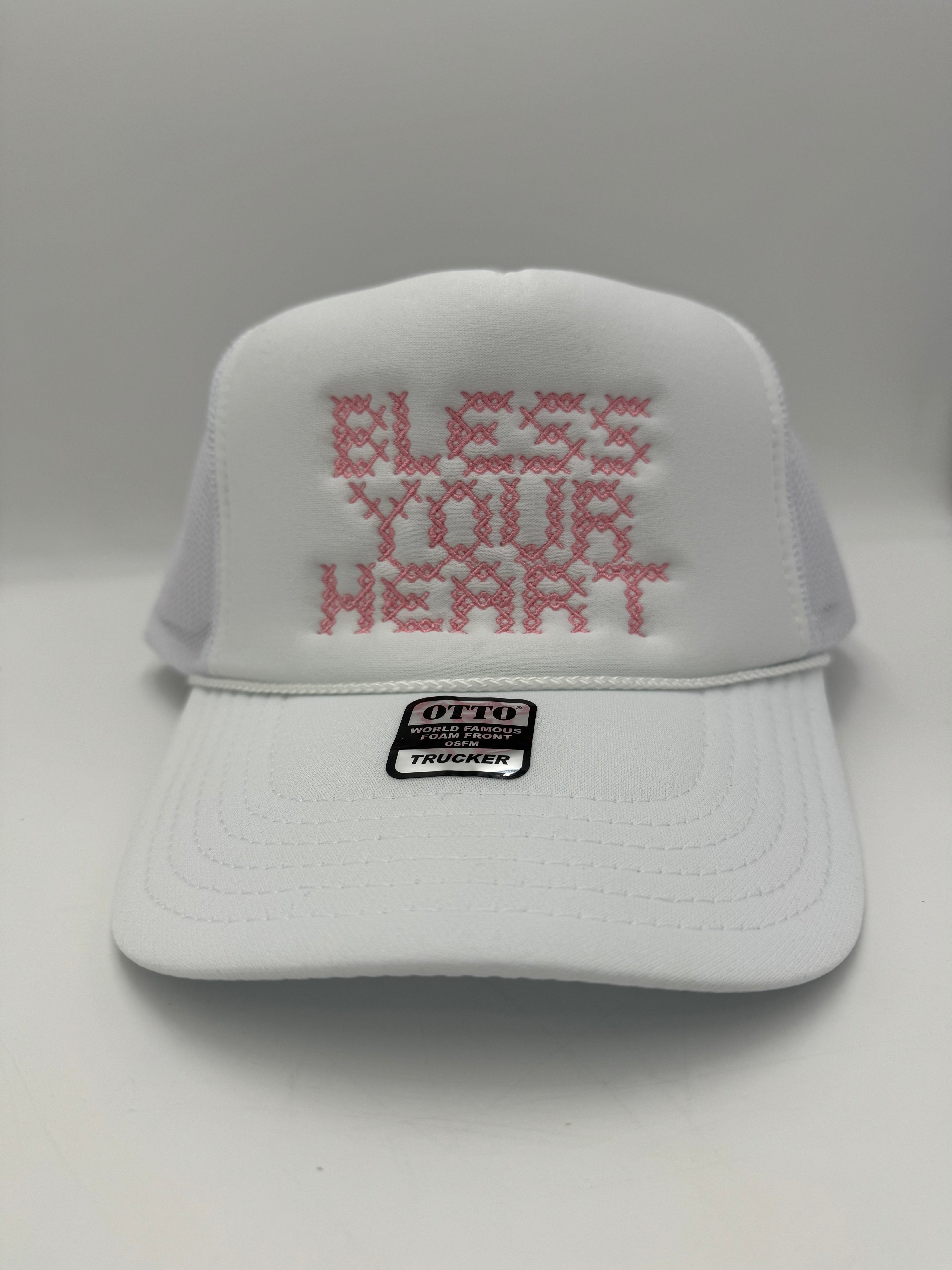 Speedy Pros Women's Ponytail Trucker Hat – 'Bless Your Heart' Embroidered, Distressed Cotton, Adjustable Strap