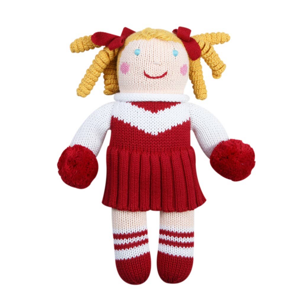 Cheerleader Knit Dolls: Light Blue/White / 7" Rattle