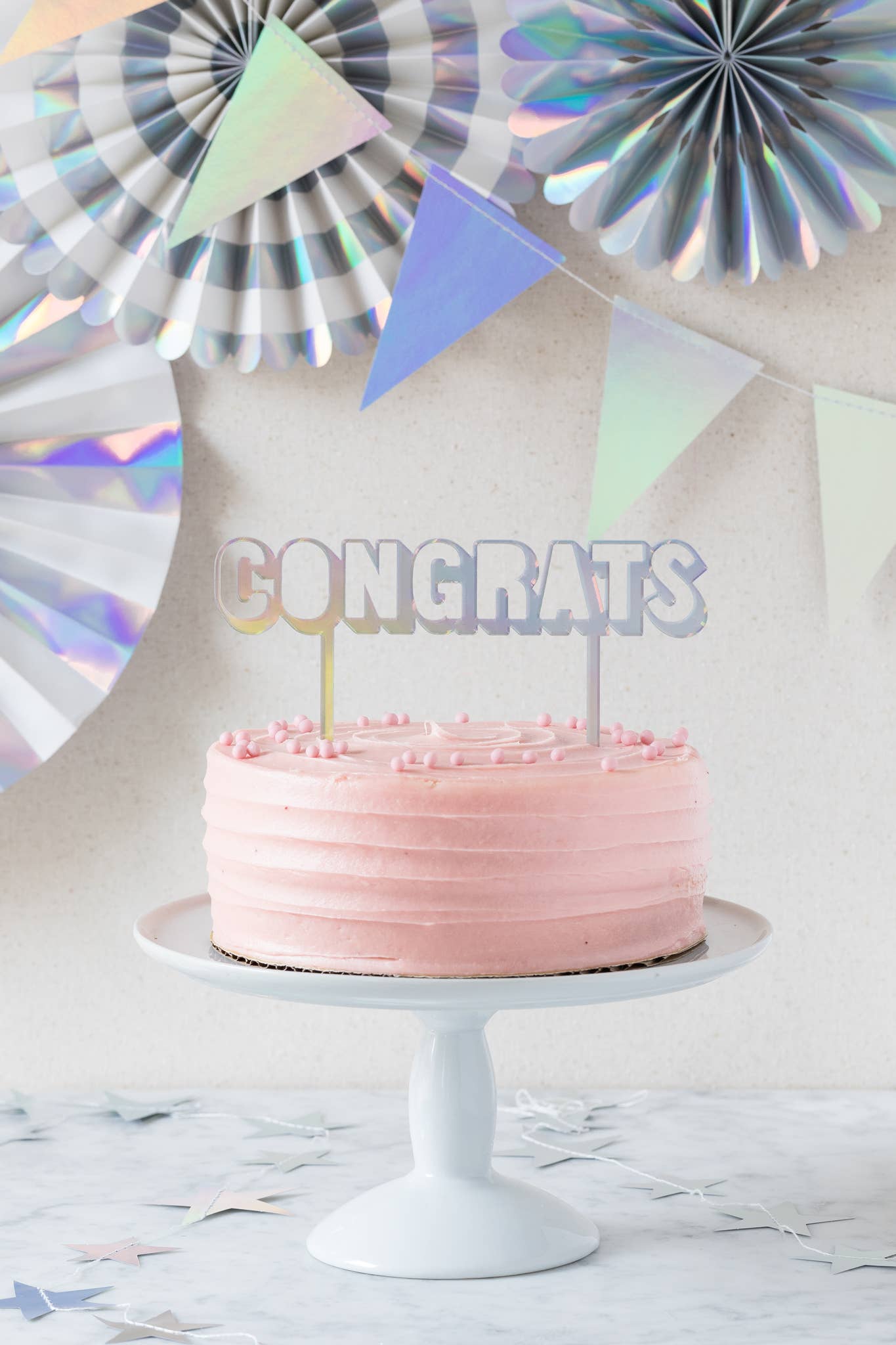 Basic Congrats Cake Topper - Holographic