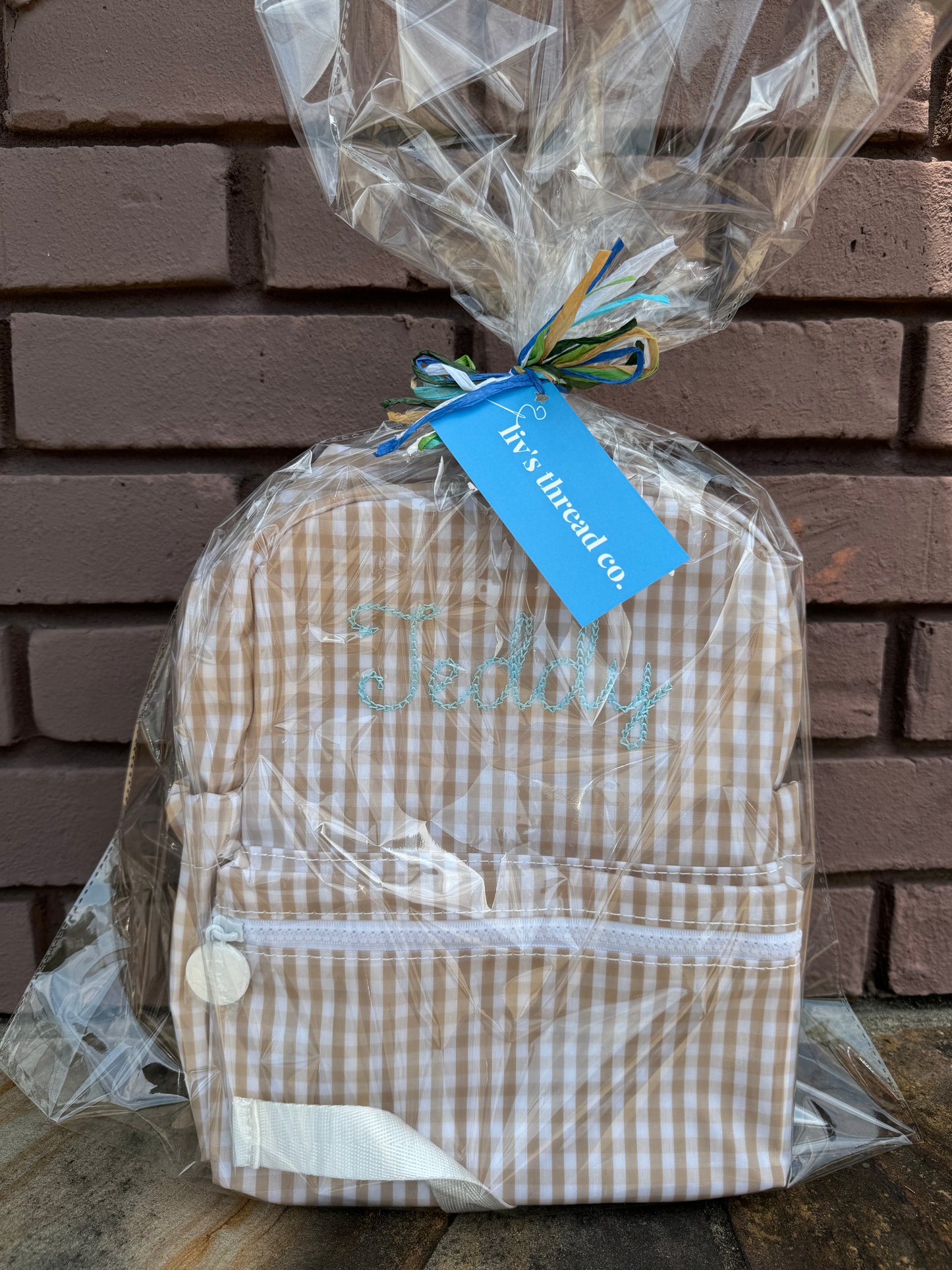 MINI BACKER - GINGHAM KHAKI Mini Backpack by TRVL Designs