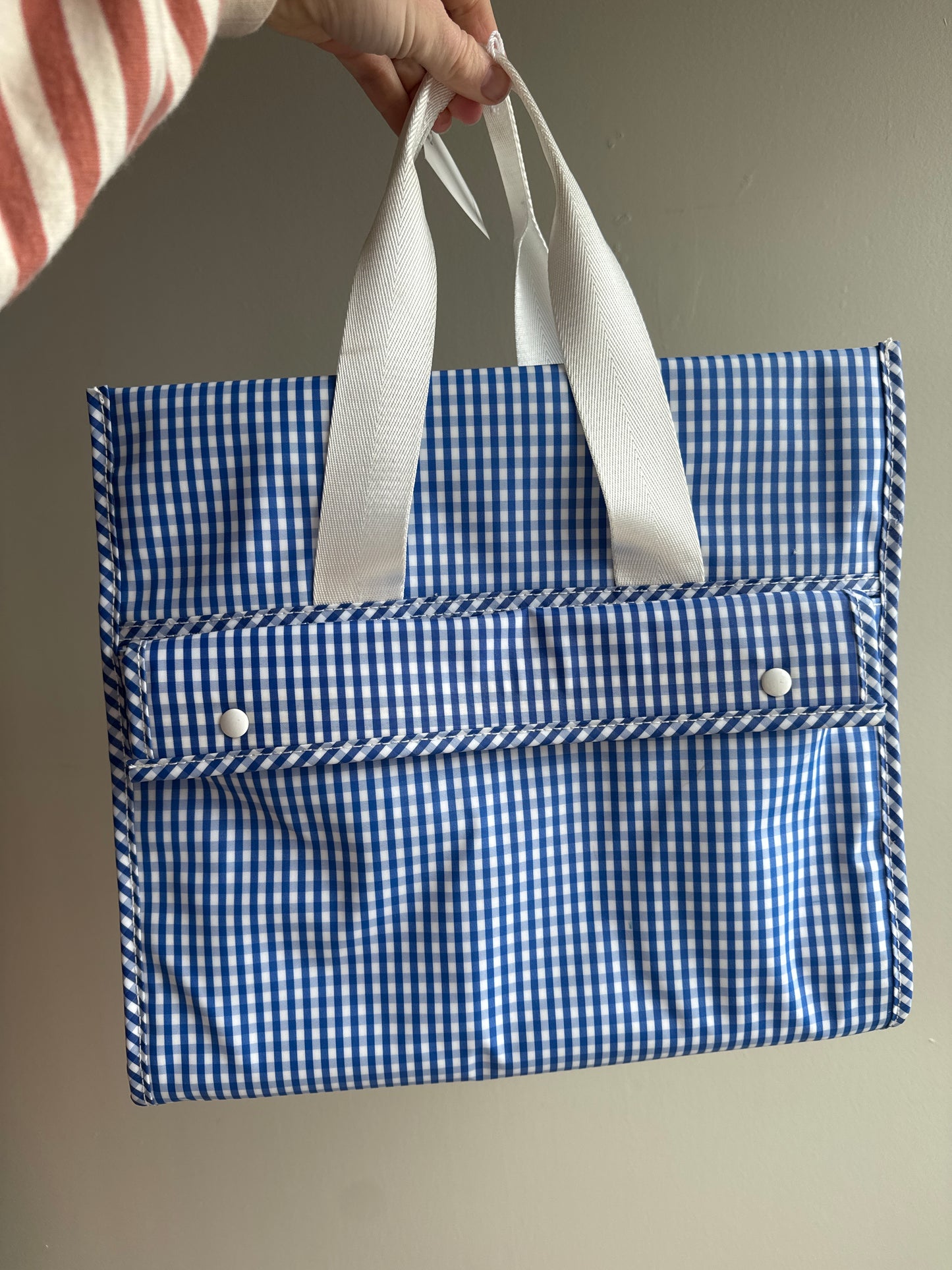 TRVL Wipeable Tote - gingham royal
