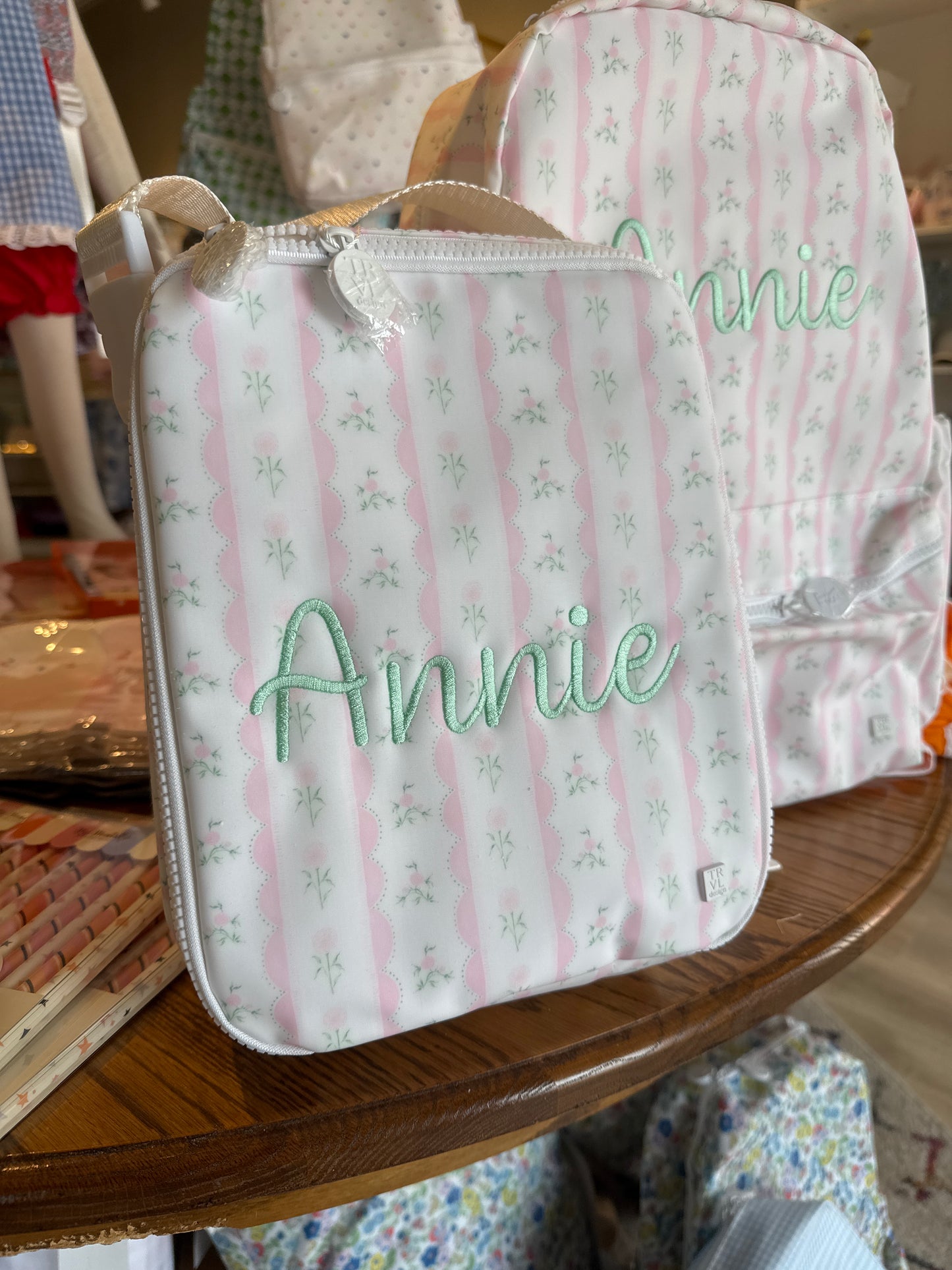 LUNCH BOX Insulated Lunch Bag - RIBBON FLORAL PINK By TRVL Designs