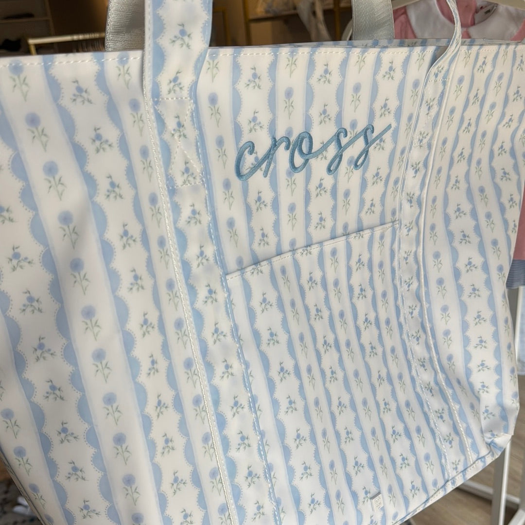 JUMBO TOTE - X-Large Tote RIBBON FLORAL BLUE