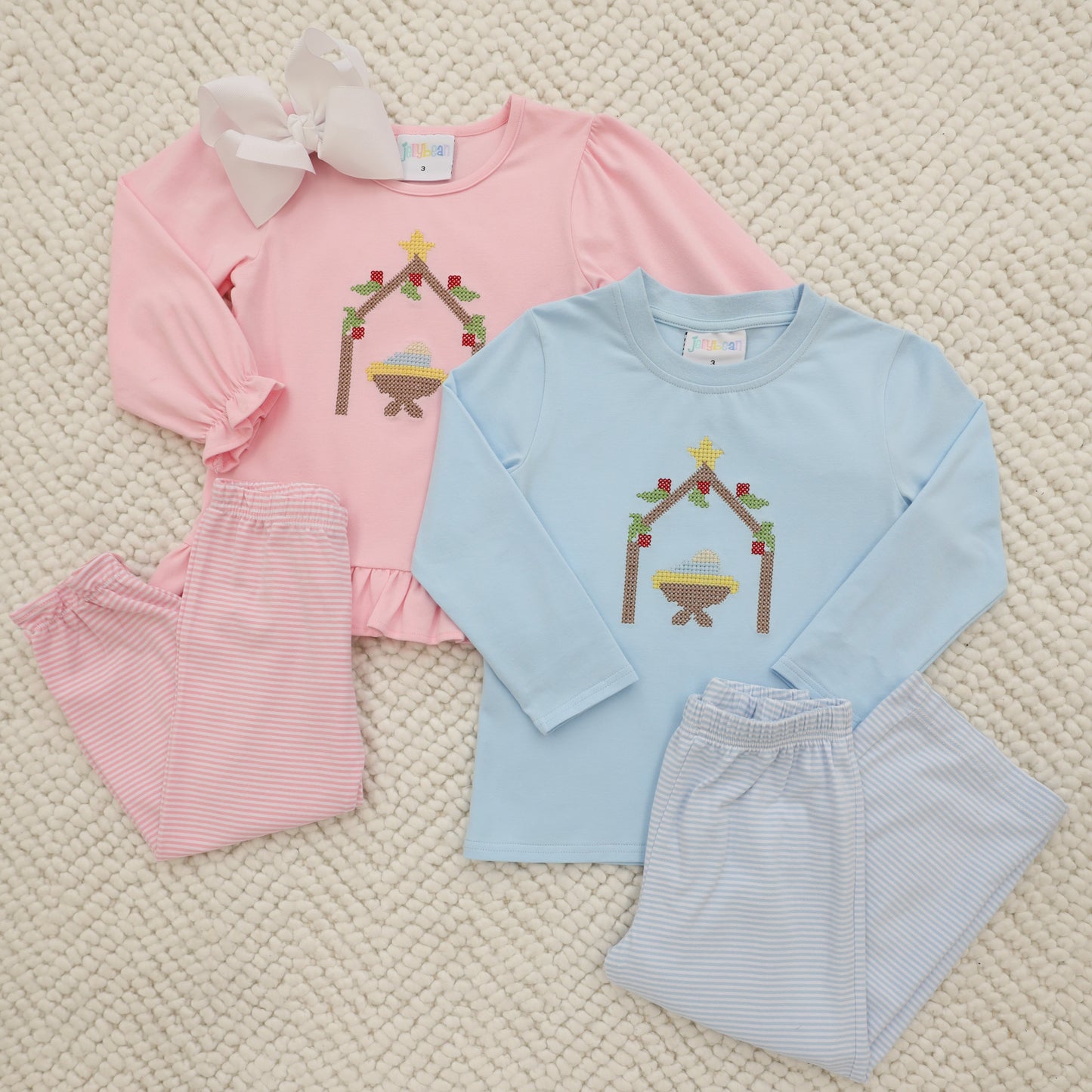 Knit Pants- Light Blue Stripe