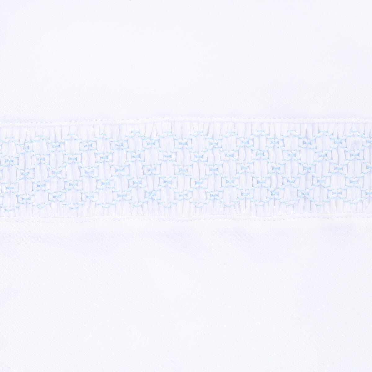 Magnolia Baby Light Blue Trim Smocked Footie