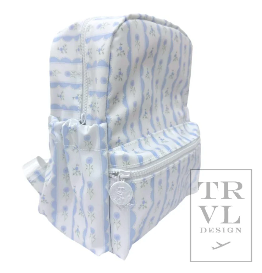 MINI BACKER - Ribbon Floral Blue Mini Backpack by TRVL Designs