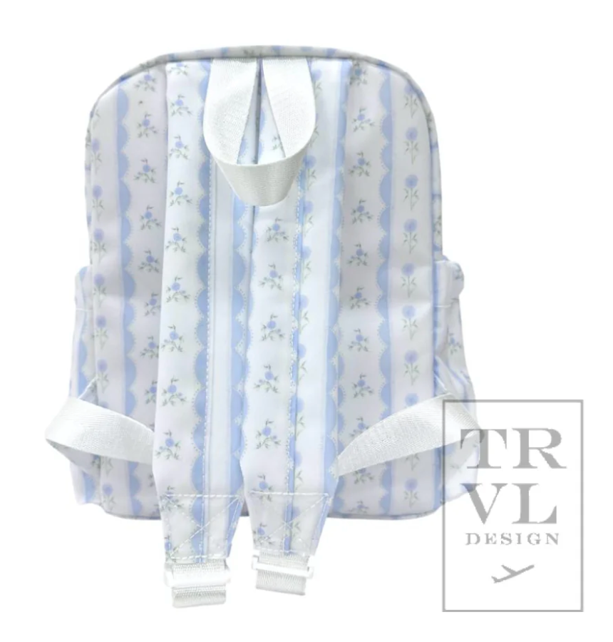 MINI BACKER - Ribbon Floral Blue Mini Backpack by TRVL Designs
