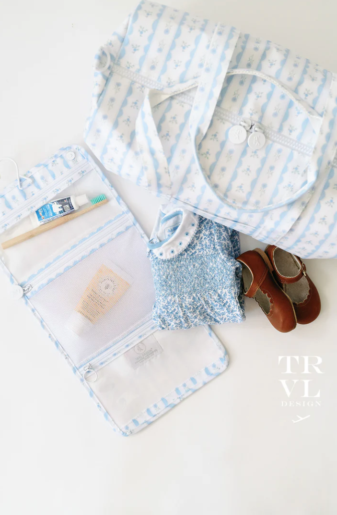 WEEKENDER Duffel Bag - Ribbon Floral Blue by TRVL Design