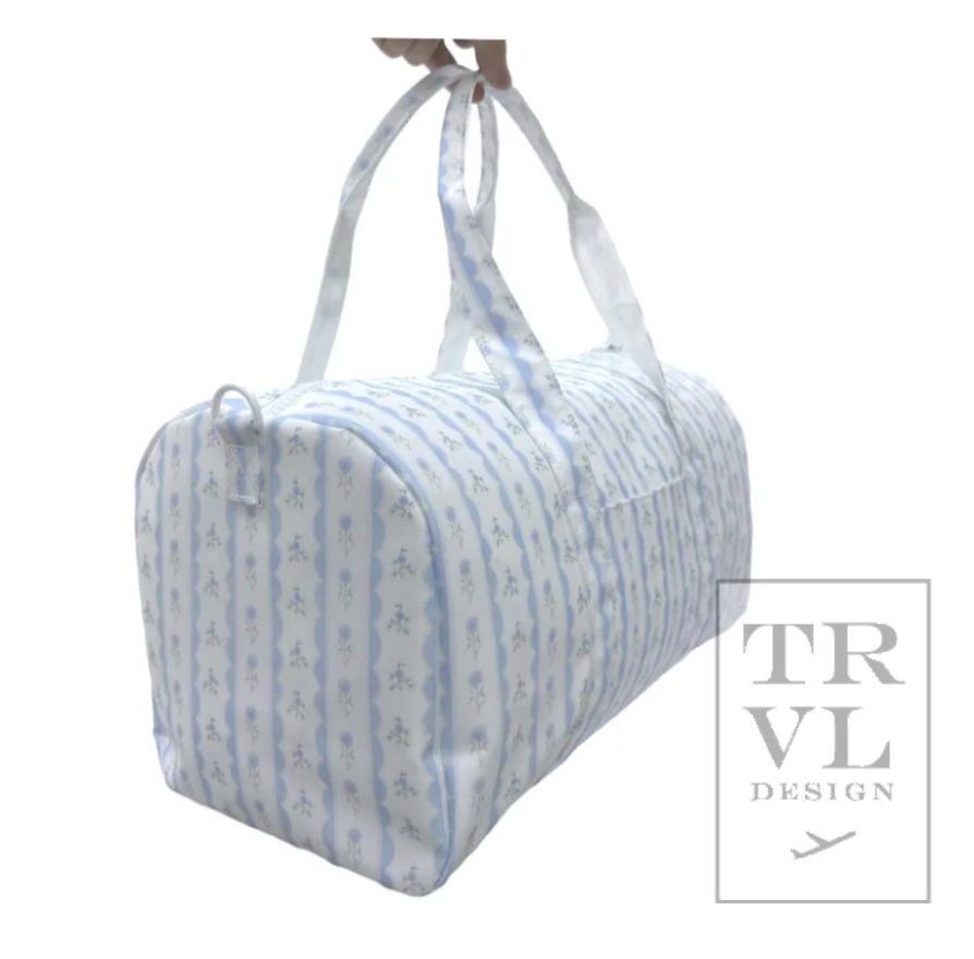 WEEKENDER Duffel Bag - Ribbon Floral Blue by TRVL Design