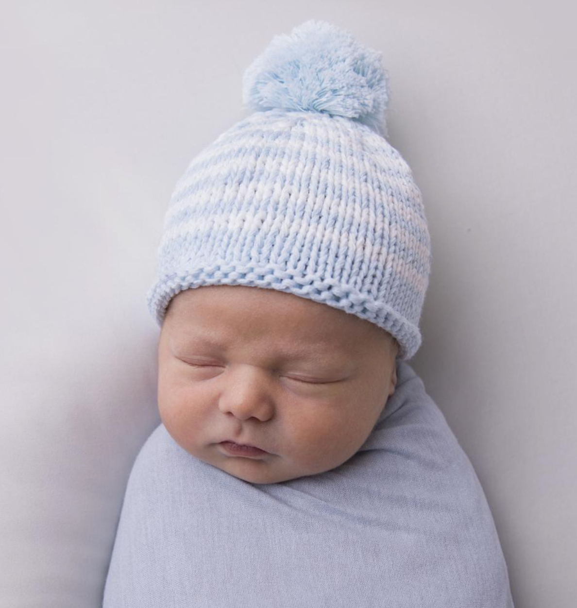 Newborn Baby Blue Pom Pom Beanie Hat