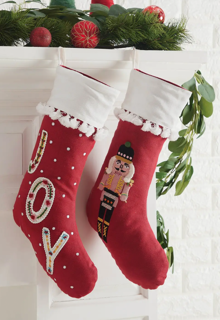 Boho Joy Embroidered Stocking