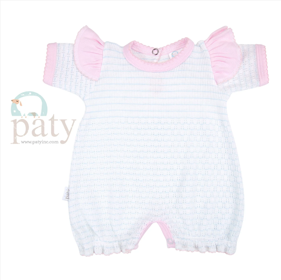 Paty Pinstripe Angel Sleeve Bubble, Pima Trim
