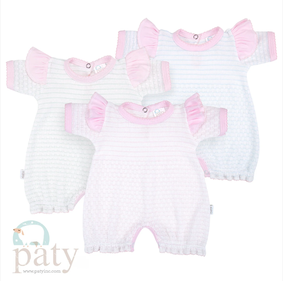 Paty Pinstripe Angel Sleeve Bubble, Pima Trim