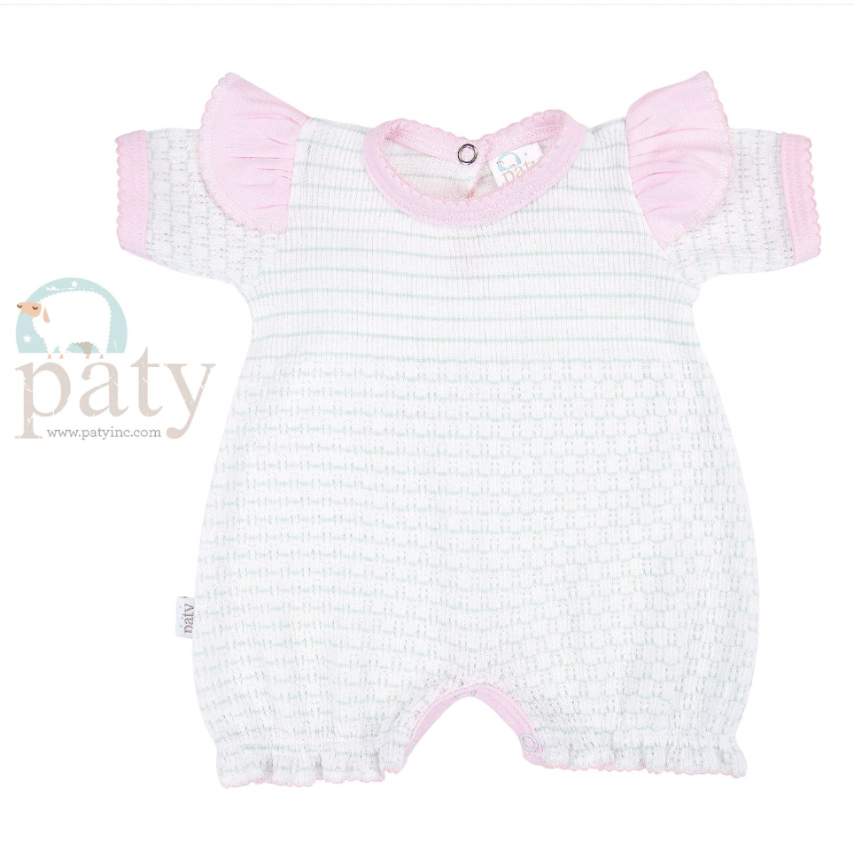 Paty Pinstripe Angel Sleeve Bubble, Pima Trim