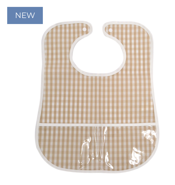 CLEAN UP BIB - GINGHAM KHAKI