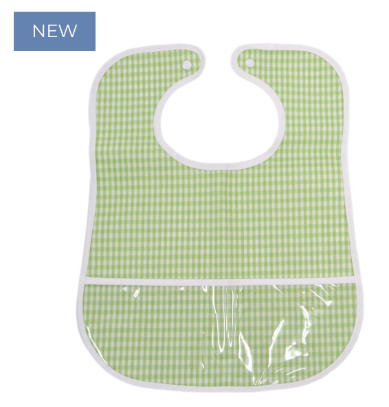 CLEAN UP BIB - GINGHAM LEAF