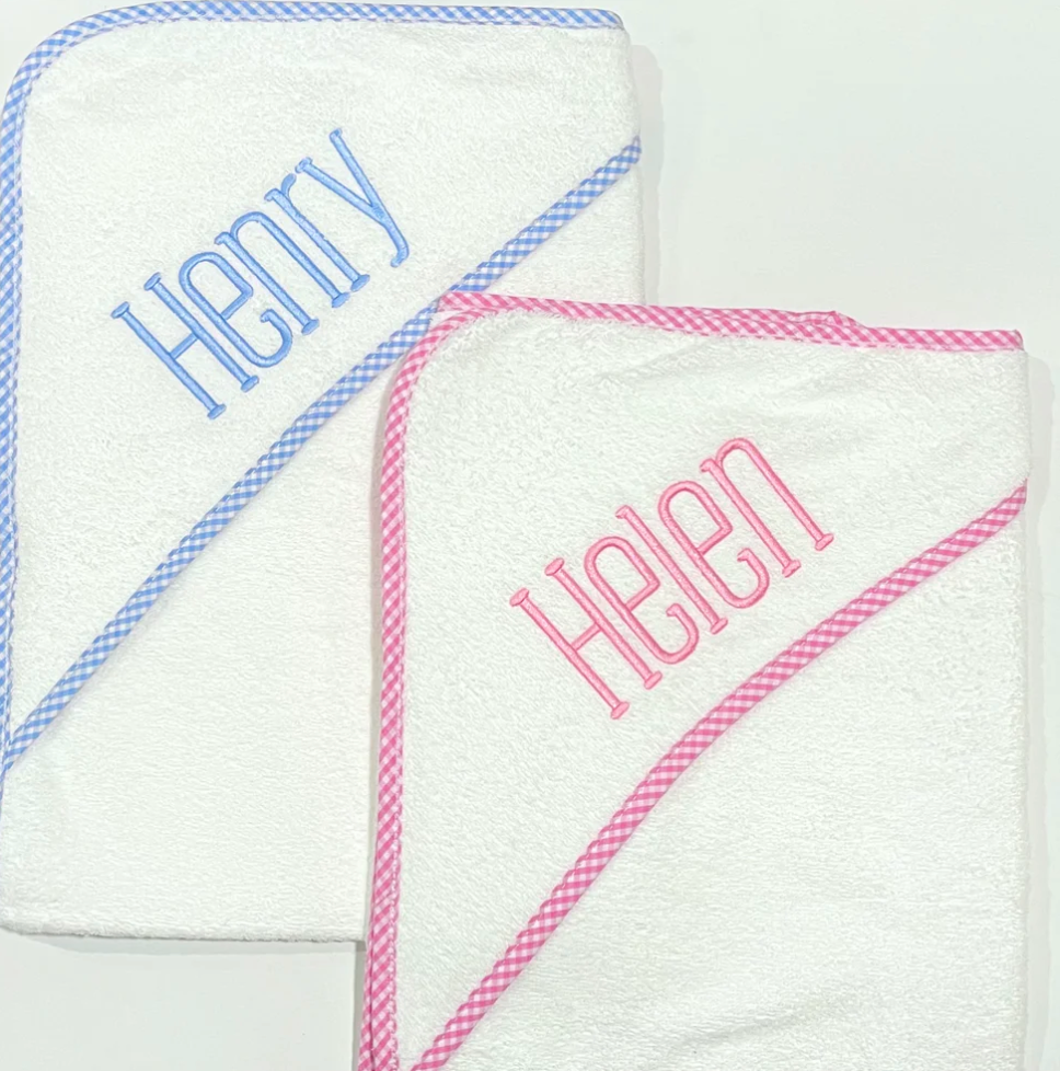 Gingham Trimmed Hooded Towel