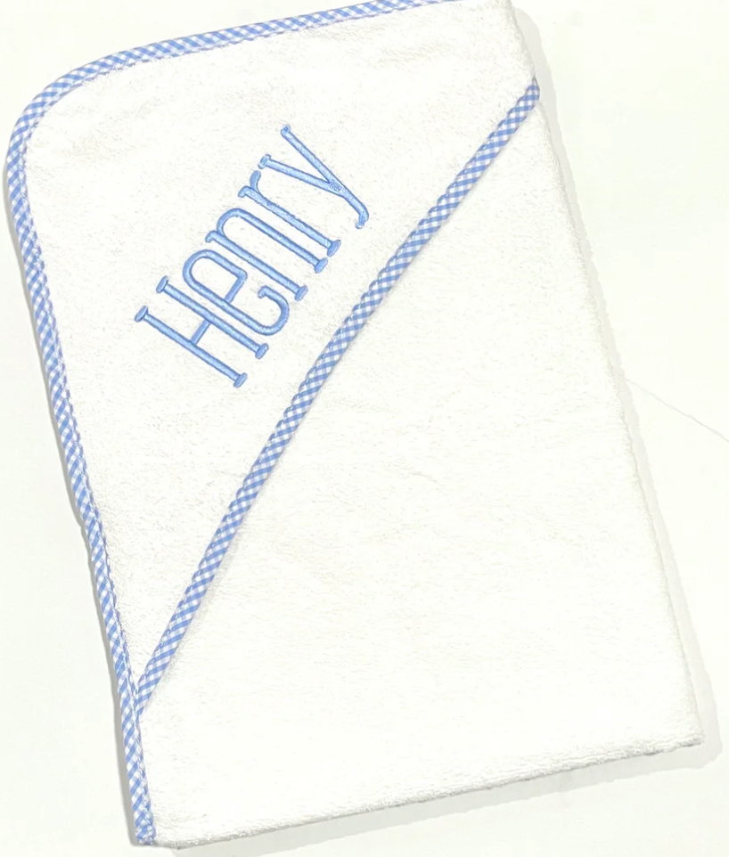Gingham Trimmed Hooded Towel