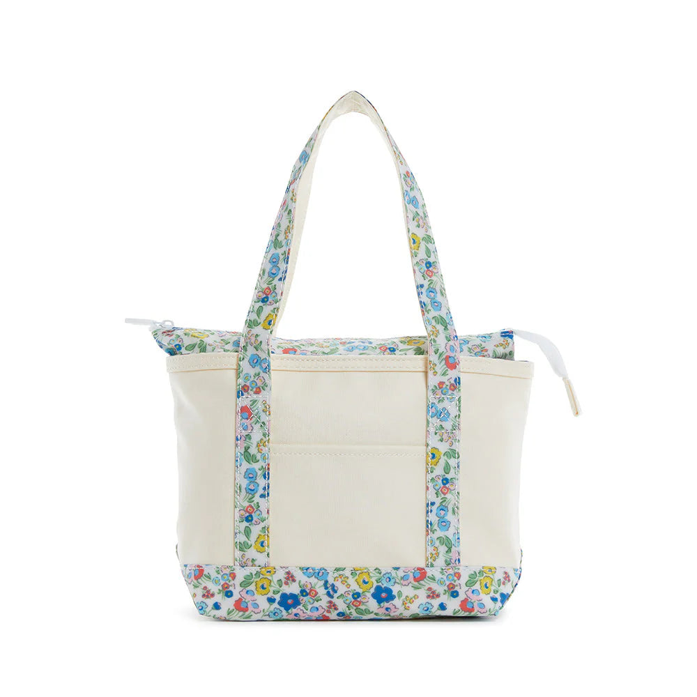 MINI TOTE - COATED CANVAS NATURAL With POSIES TRIM by TRVL Designs