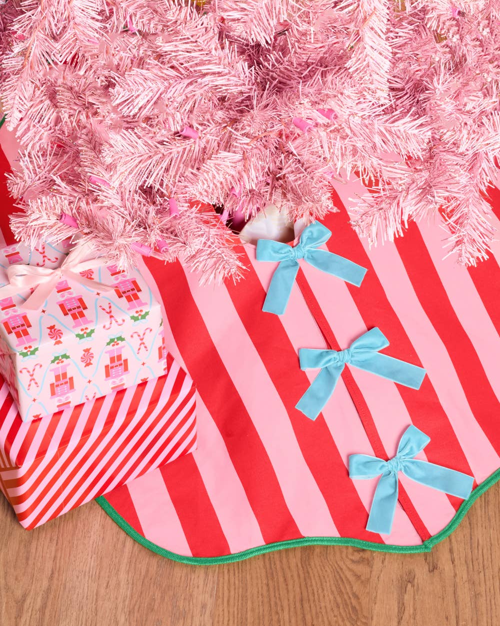 Candy Cane Tree Skirt - pink and red Xmas Christmas