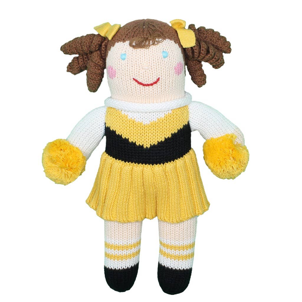 Cheerleader Knit Dolls: Light Blue/White / 7" Rattle