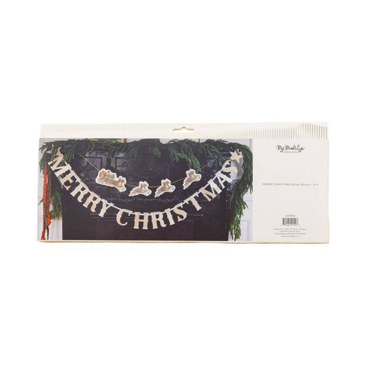 Merry Christmas Glitter Chipboard Banner