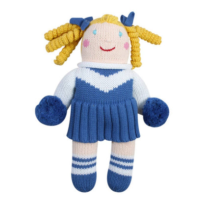 Cheerleader Knit Dolls: Light Blue/White / 7" Rattle