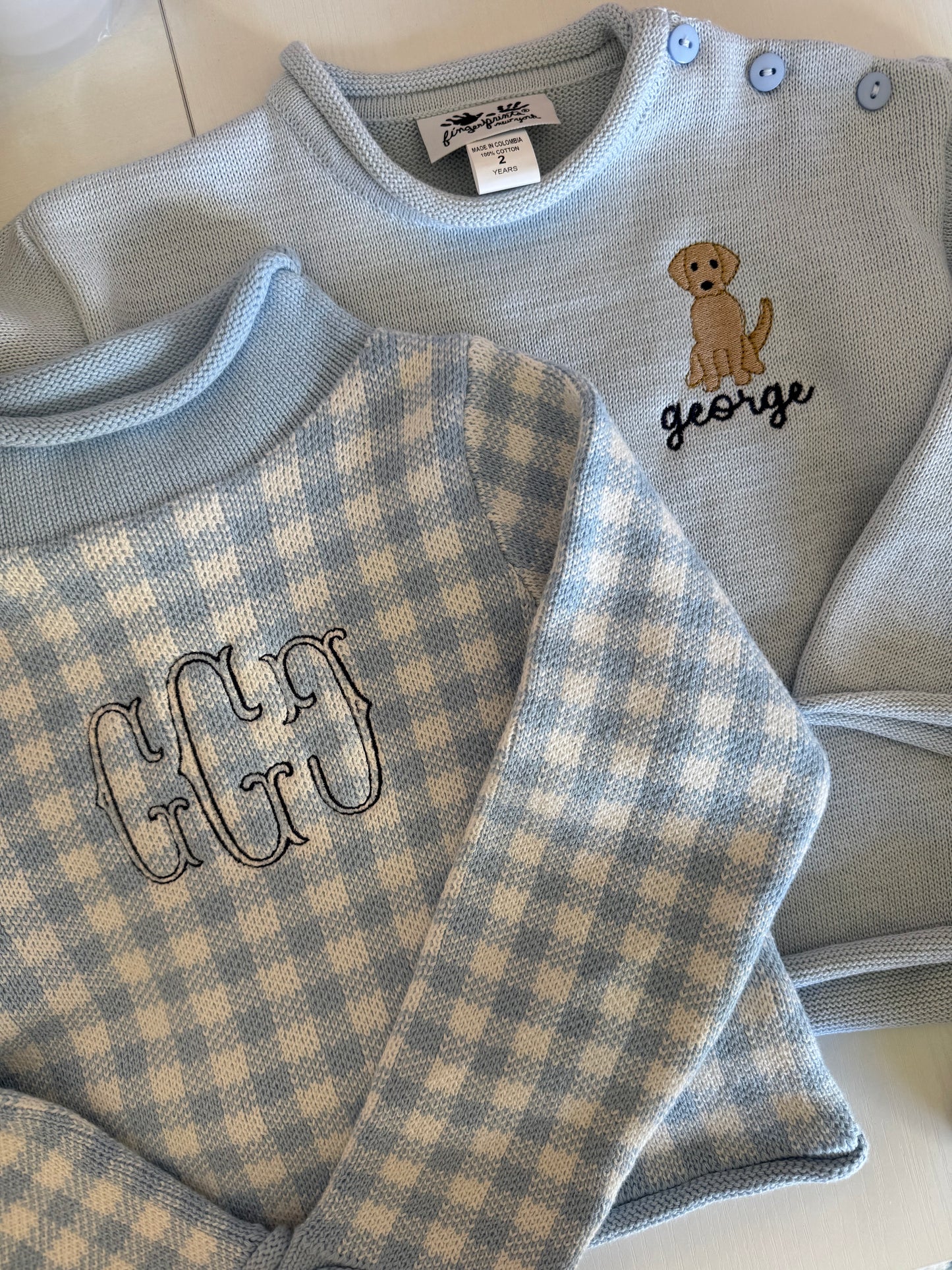 Gingham Roll-neck Sweater