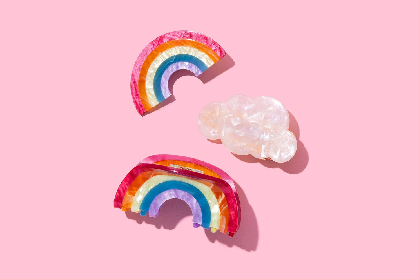Claw Hair Clip Set - Med - Rainbow + Cloud - 2 Pcs