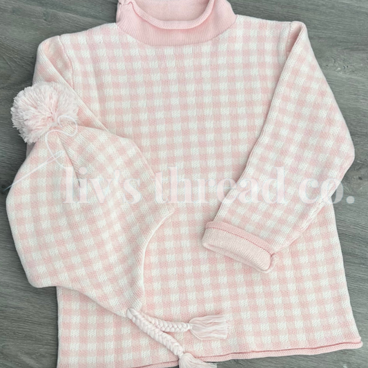 Gingham Roll-neck Sweater