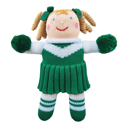Cheerleader Knit Dolls: Light Blue/White / 7" Rattle