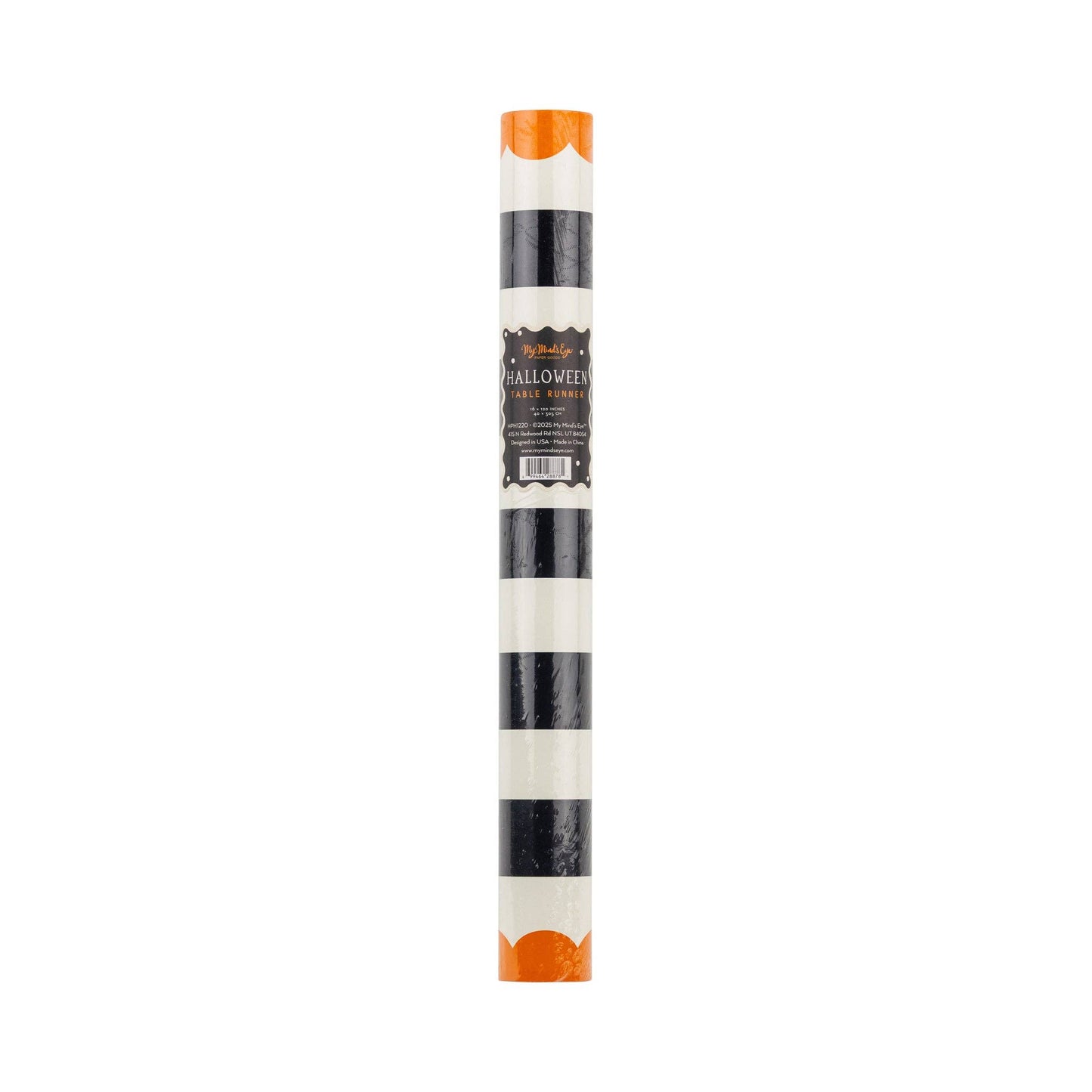 Orange and Black Striped Paper Table Runner