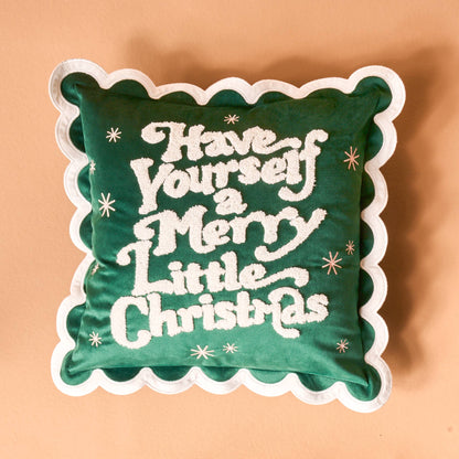 Scalloped Square Throw Pillow-Merry Little Christmas