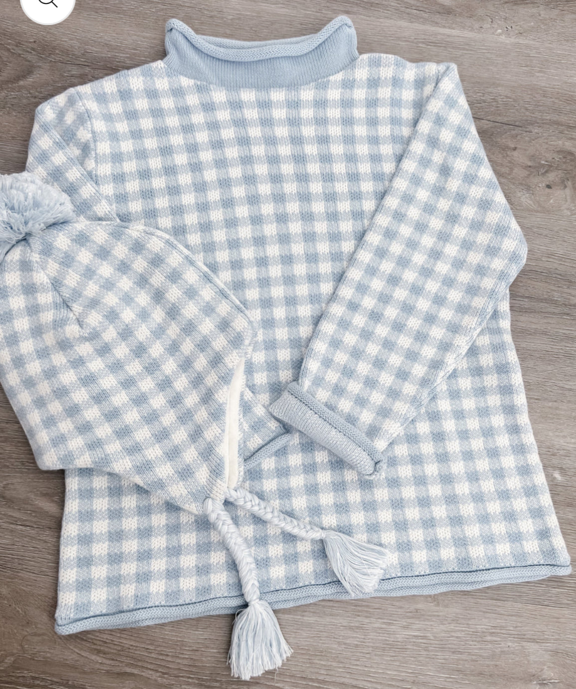 Gingham Roll-neck Sweater