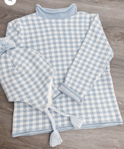 Gingham Roll-neck Sweater
