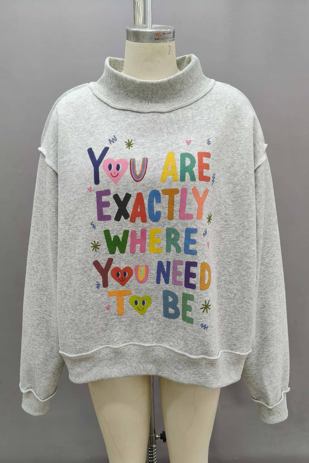 Reversible graphic mock-neck sweatshirt